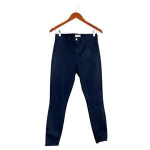 L'Agence Margo Coated Denim Skinny Jeans Navy Blue Size 27 Stretch High Rise